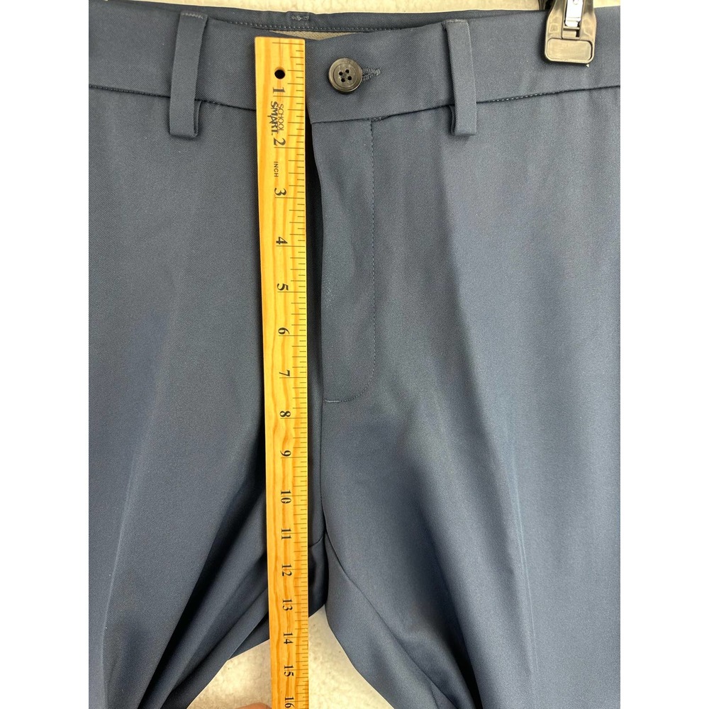 HAGGAR Men's Cool 18 PRO Blue Stretch Straight Fit Flat Front Dress Pants 34x34 - Picture 3 of 10